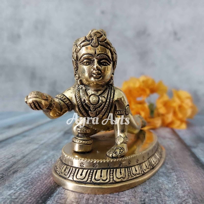 Brass Bala Gopal - 4 inch Height | Divine Childlike Charm