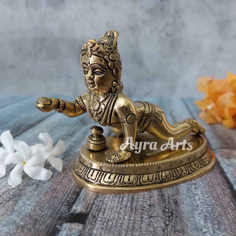 Brass Bala Gopal - 4 inch Height | Divine Childlike Charm