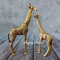 Brass Giraffe Set of Two - 9 inch Height | Artistic Safari Decor