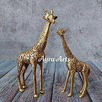 Brass Giraffe Set of Two - 9 inch Height | Artistic Safari Decor