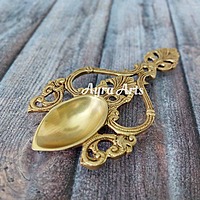Brass Pooja Chammach/Spoon/Harathi - 7.7 inch Length | Ritual Essential