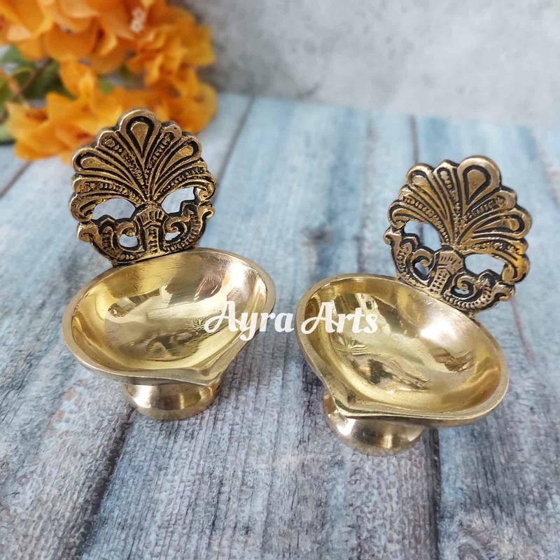 Brass Deepak/Diya for Daily Use - Pair - 3.7 inch Height | Sacred Illumination