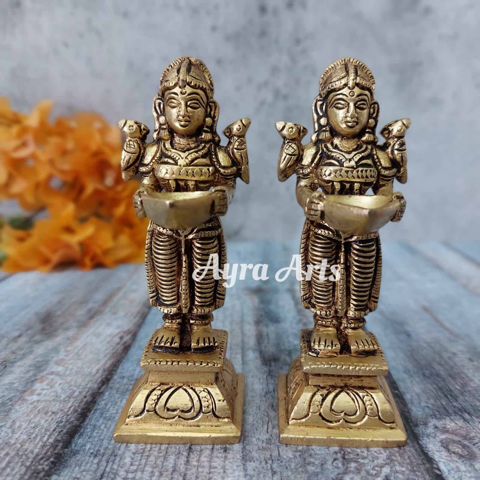 Brass Small Deep Lady - Pair - 4.3 inch Height | Graceful Illumination