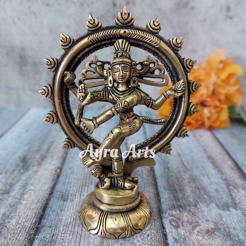 Brass Nataraja - 6.5 inch Height | Divine Cosmic Dance