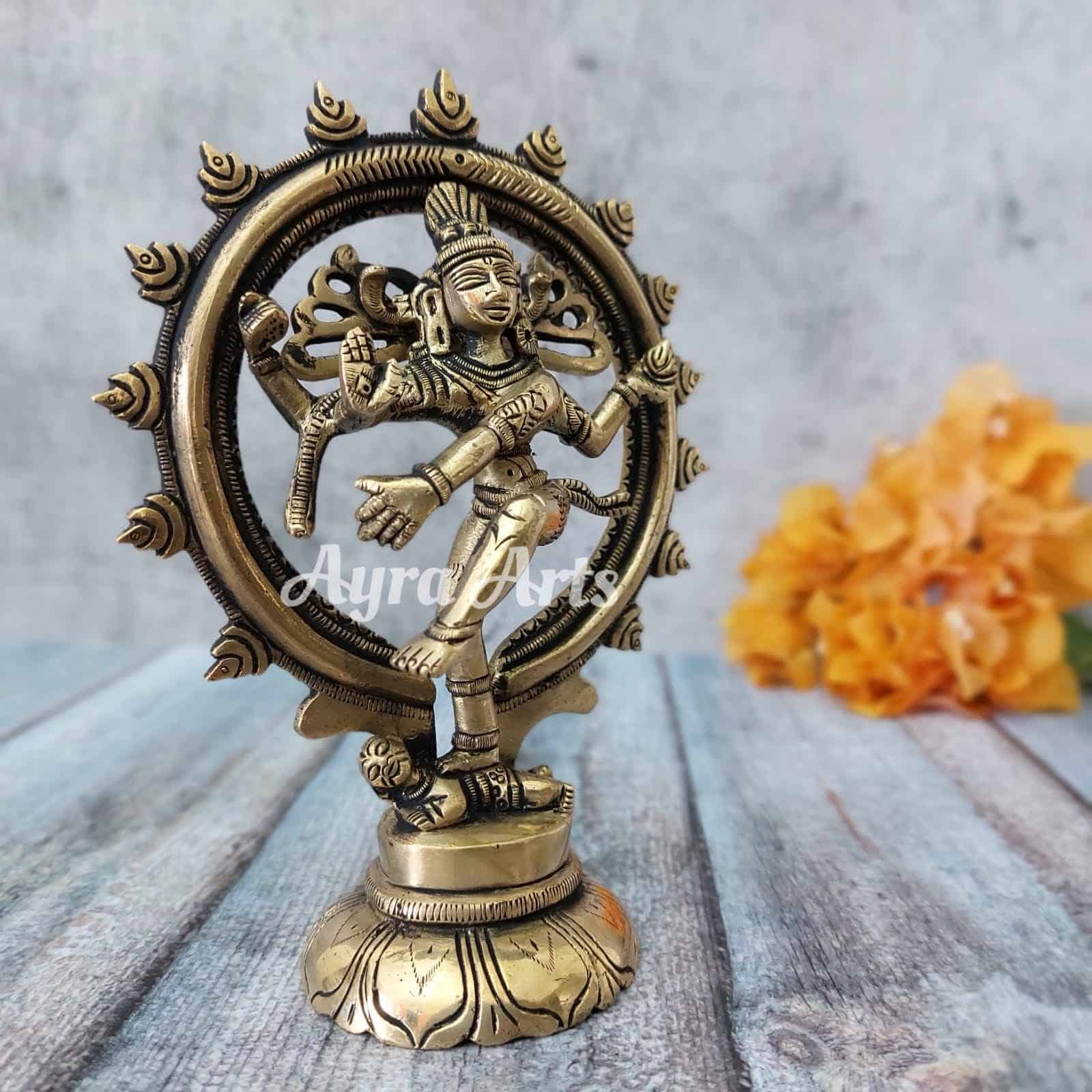 Brass Nataraja - 6.5 inch Height | Divine Cosmic Dance