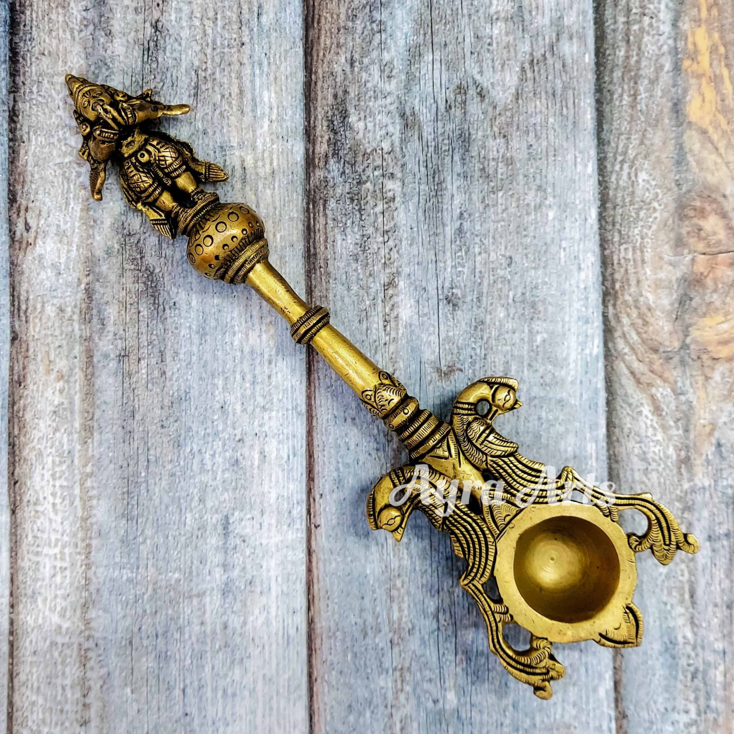 Brass Garuda Aarti Spoon - 10.6 inch Height | Symbol of Strength