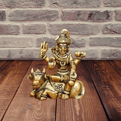 Brass Made Lord Shiva Sitting On Maha Shiv Nandi - 3.2 inch height