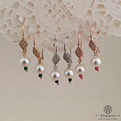 Luminous Pearl & Gemstone Drop Earrings: Gold Luminous Pearl & Gemstone Drop Earrings: Gold