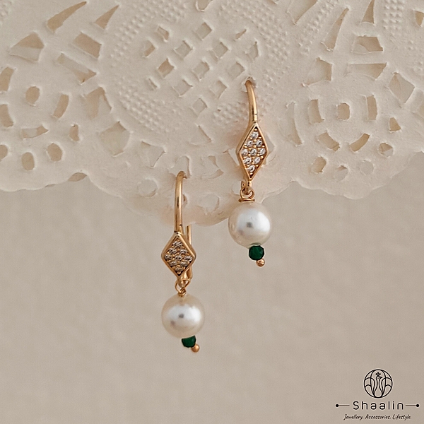 Luminous Pearl & Gemstone Drop Earrings: Gold Luminous Pearl & Gemstone Drop Earrings: Gold