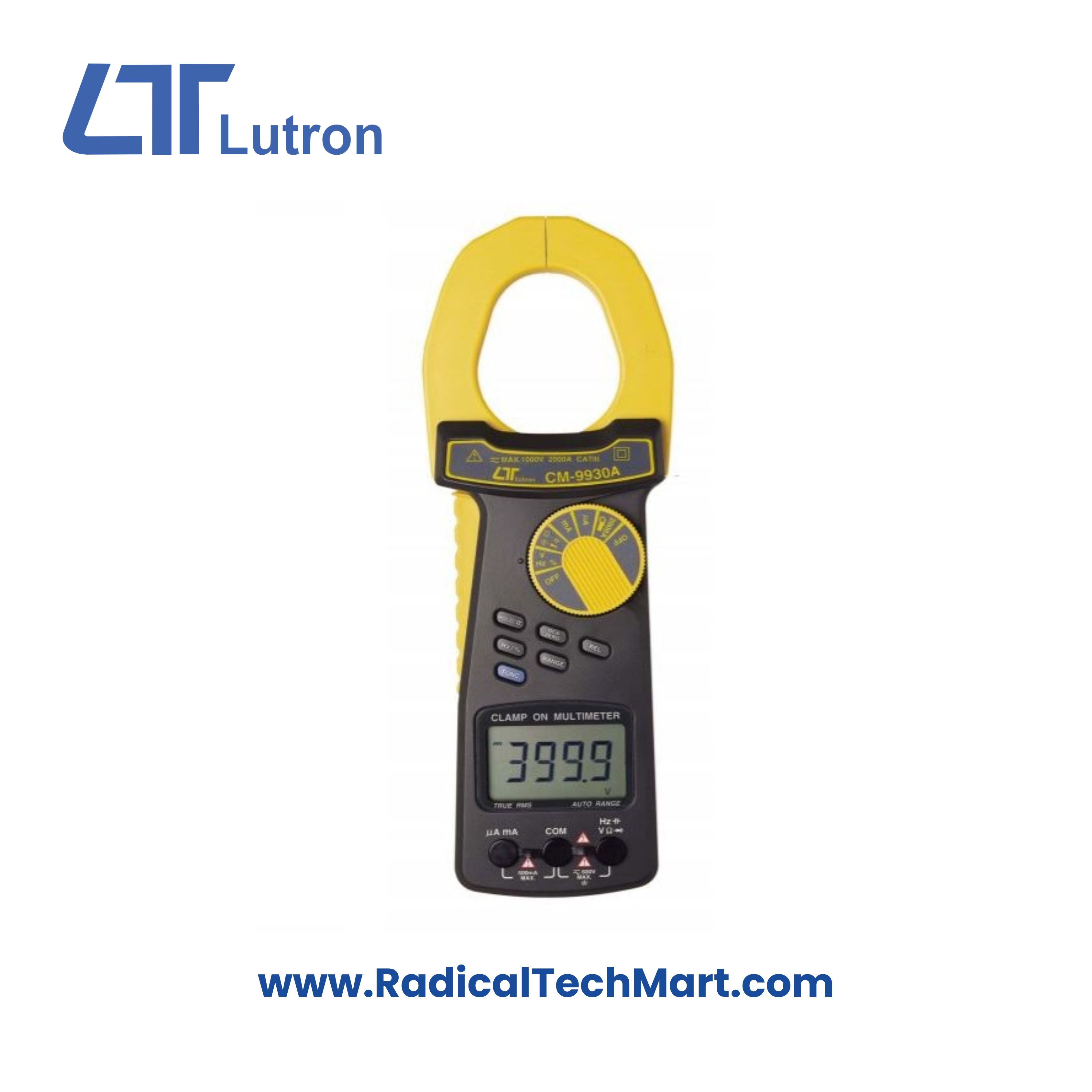 Lutron CM-9930 Clamp Meter measuring 2000A AC/DC current