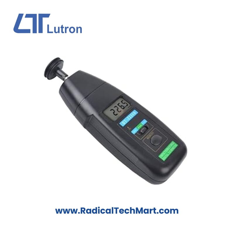Lutron DT-2235B Electronic Contact Tachometer - Front View with LCD Display and Rubber Contact Tips