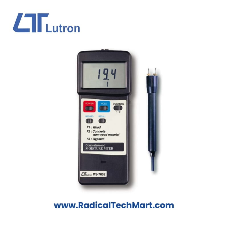 Lutron MS 7002 Concrete/Wood Moisture Meter displaying accurate moisture readings.