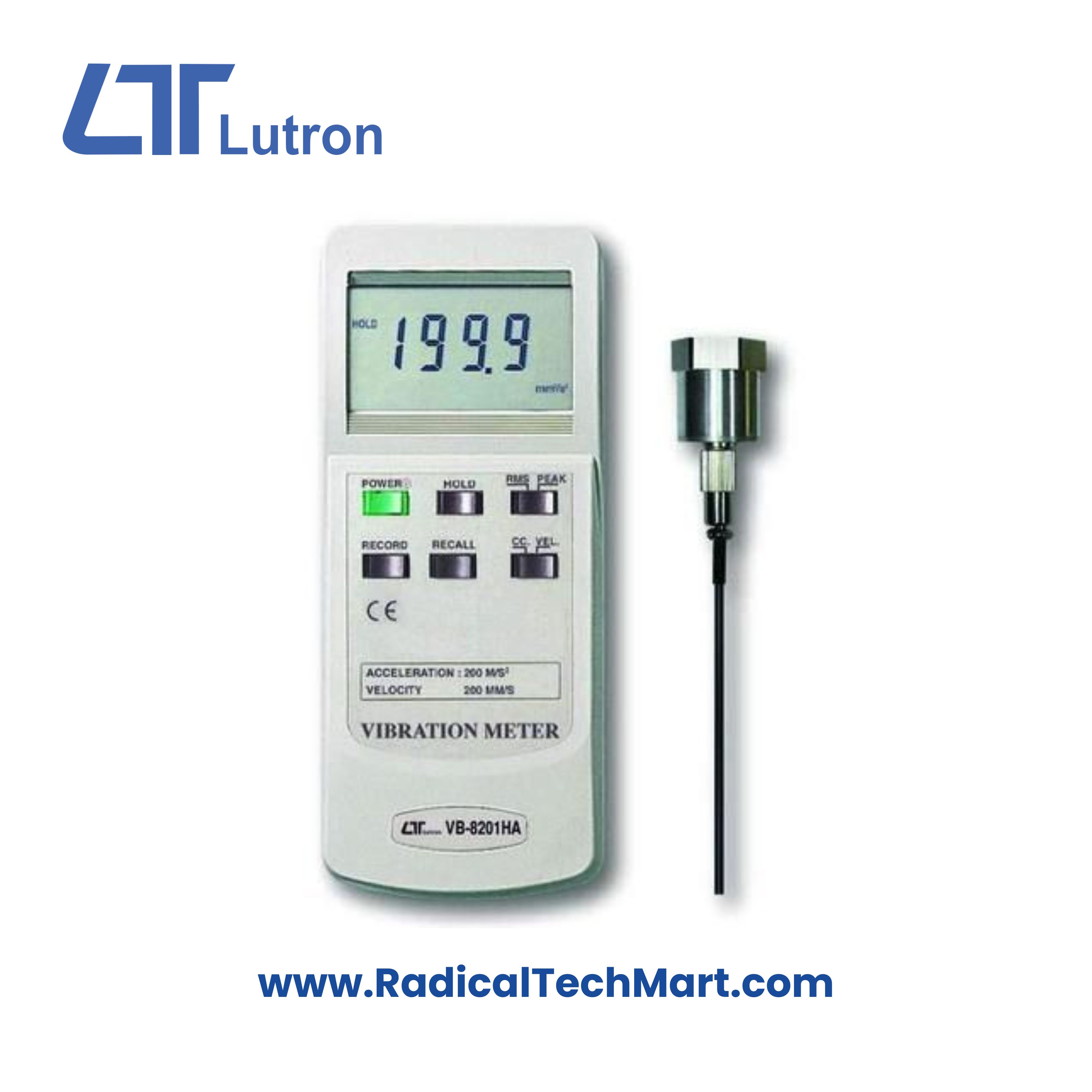 Lutron VB-8201HA Vibration Meter with LCD display and sensor