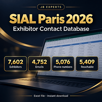 SIAL Paris 2026 Exhibitor Database — 7,602 Companies | Emails, Phones, Websites, Stand/Hall, Country, Sector & Social