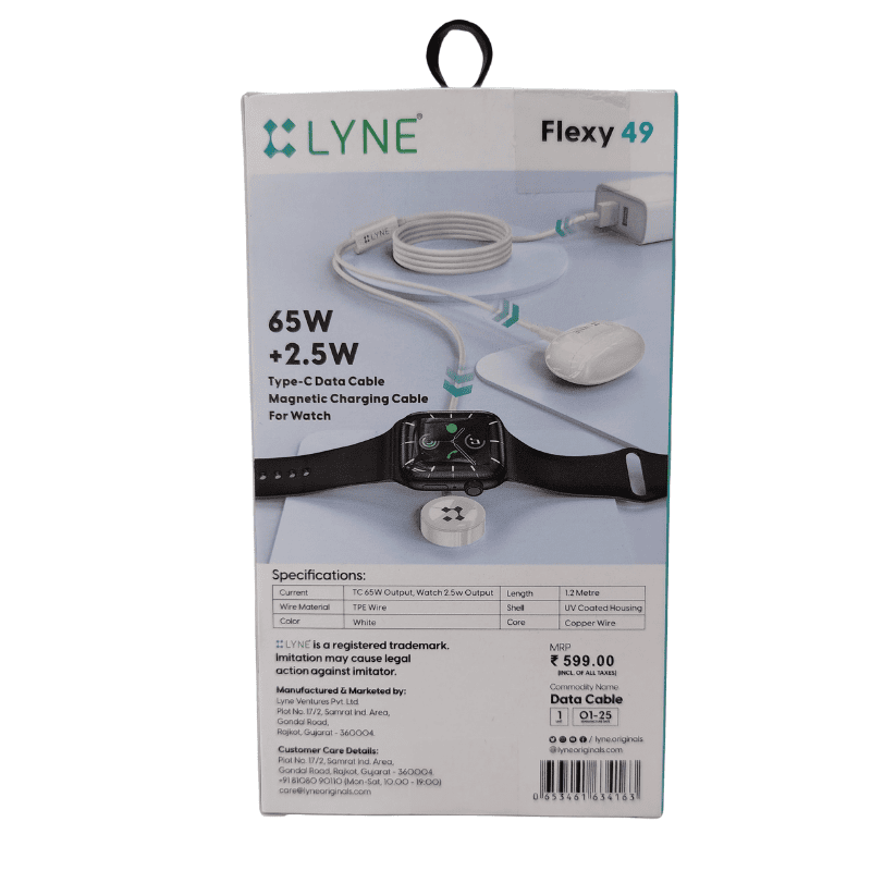 Lyne Flexy 49 Magnetic Watch Charging Cable – Type-C | Fast & Secure Charging