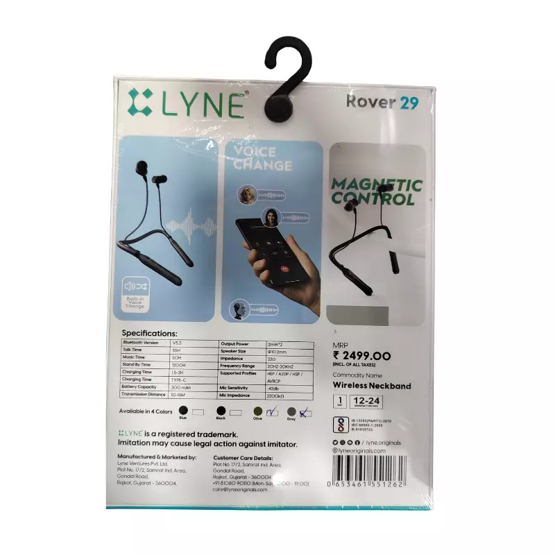 Lyne Rover 29 Wireless Neckband – Bluetooth Audio | Comfortable Fit | Music & Calls