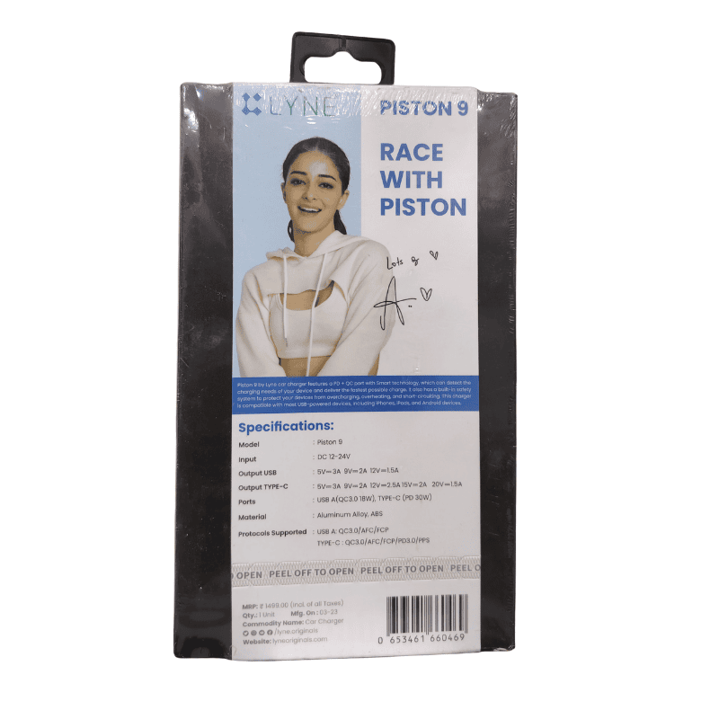 Lyne Piston 9 Car Charger – Fast Charging | Compact Design | Vehicle Charger