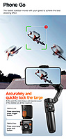 neQra M05-AI-PRO-3 Axis Gimbal Stabilizer for Smartphone AI Tracking Camera Fill Light Full Func. Remote 7 Shooting Modes Extension Rod and Tripod. Best for for YouTube Insta Travel Action Adventure