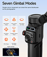 neQra M05-AI-PRO-3 Axis Gimbal Stabilizer for Smartphone AI Tracking Camera Fill Light Full Func. Remote 7 Shooting Modes Extension Rod and Tripod. Best for for YouTube Insta Travel Action Adventure