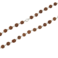 925 Silver Tied Rudraksha Mala 8mm,108 Beads, 60 Inchs