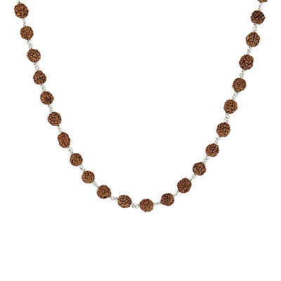 925 Silver Tied Rudraksha Mala 8mm,108 Beads, 60 Inchs
