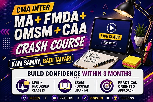CMA Inter Group 2 (MA + OMSM + FMDA + CAA) Crash Course Combo By CA Satish Jalan, CMA Rahil Singhal, CA Anirudh Singhania, CA Satish Sureka & CGMA Suraj Kr Gupta for Dec 26 CMA Inter Group 2 (MA + OMSM + FMDA + CAA) Crash Course Combo By CA Satish Jalan, CMA Rahil Singhal, CA Anirudh Singhania, CA Satish Sureka & CGMA Suraj Kr Gupta for Dec 26