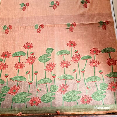 Pastel Peach Premium Munga Cotton Saree