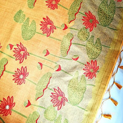 Mustard Premium Munga Cotton Saree