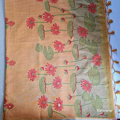 Mustard Premium Munga Cotton Saree