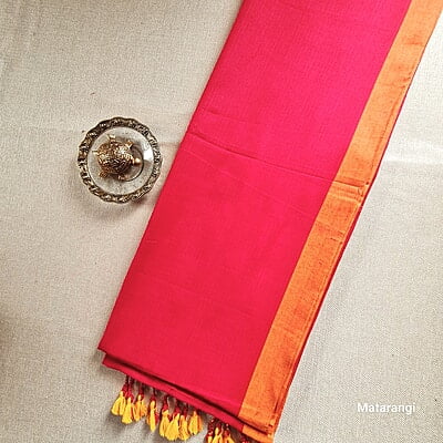 Red Handloom Khadi cotton Saree