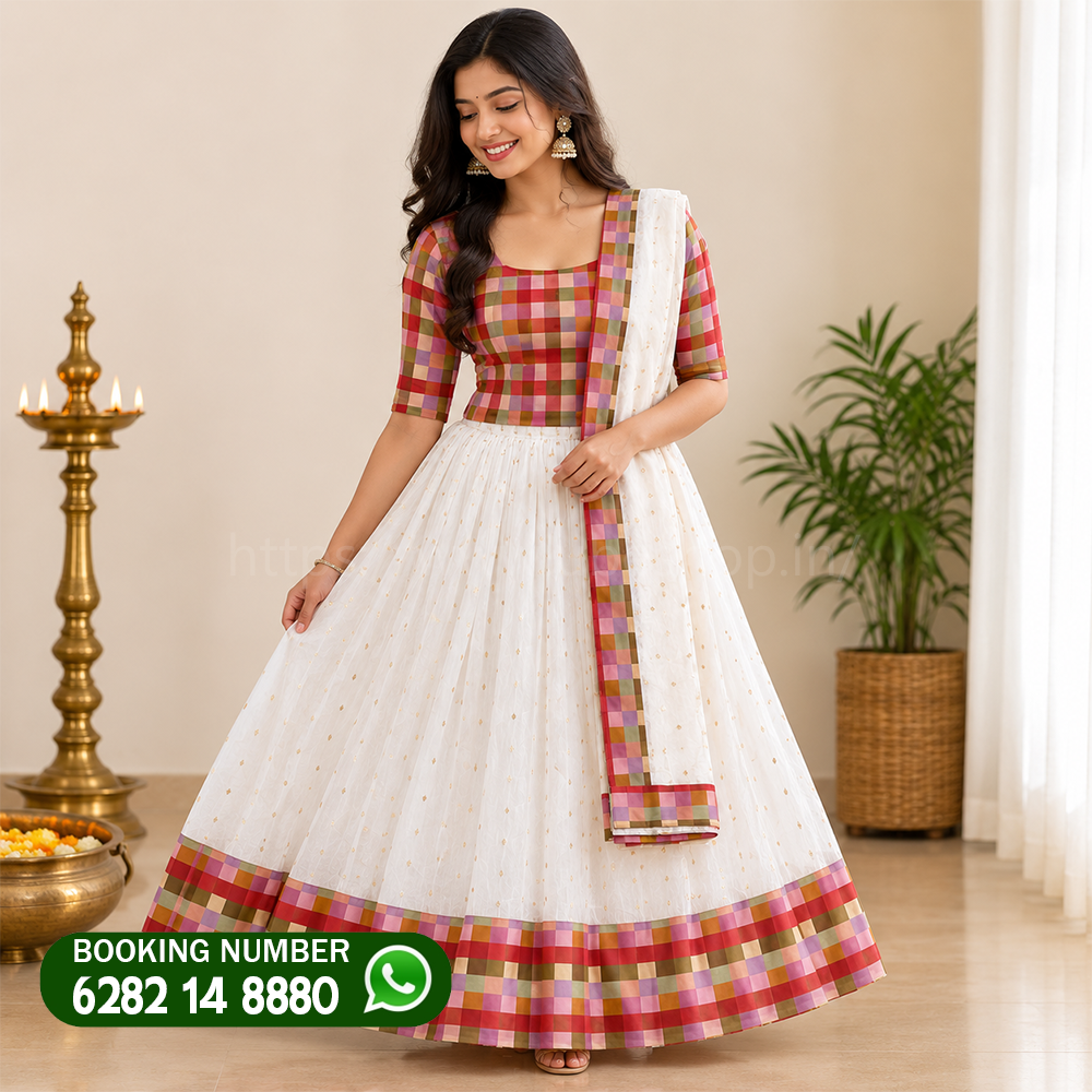 MADRAS COTTAN DHAVANI SET FOR WOMAN