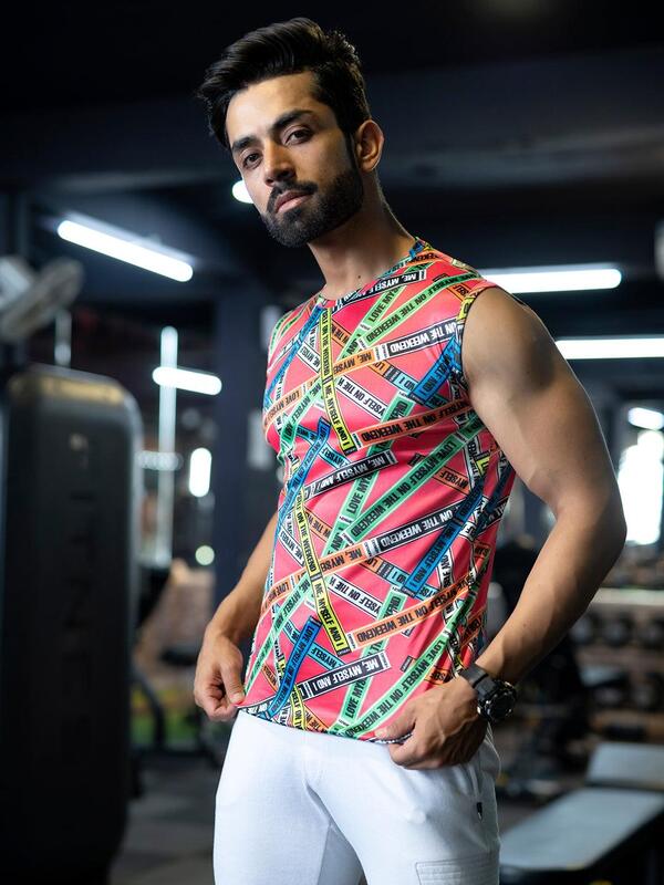 Men's Gym Tanktop Sleeveless Sports Vest Red