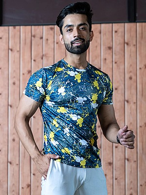 Multi Colour Men's Gym Active wear t-shirt
