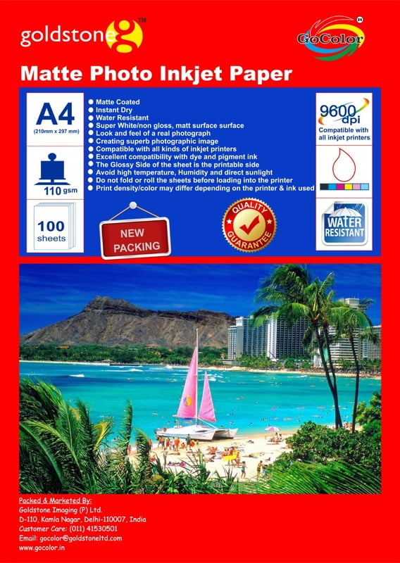 Matte Finish Inkjet Printable Paper (Luster Finish / Not Satin) 130 GSM -A4x100 sheets Matte Finish Inkjet Printable Paper (Luster Finish / Not Satin) 130 GSM -A4x100 sheets