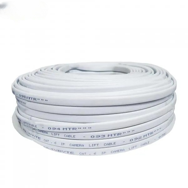 Cat 6 Cable, Lift Cable, Flat CCTV Cable for Lift , Durable and High Strength CCTV Cable for Elevator Systems -90M (Coil Pack) Cat 6 Cable, Lift Cable, Flat CCTV Cable for Lift , Durable and High Strength CCTV Cable for Elevator Systems -90M (Coil Pack)