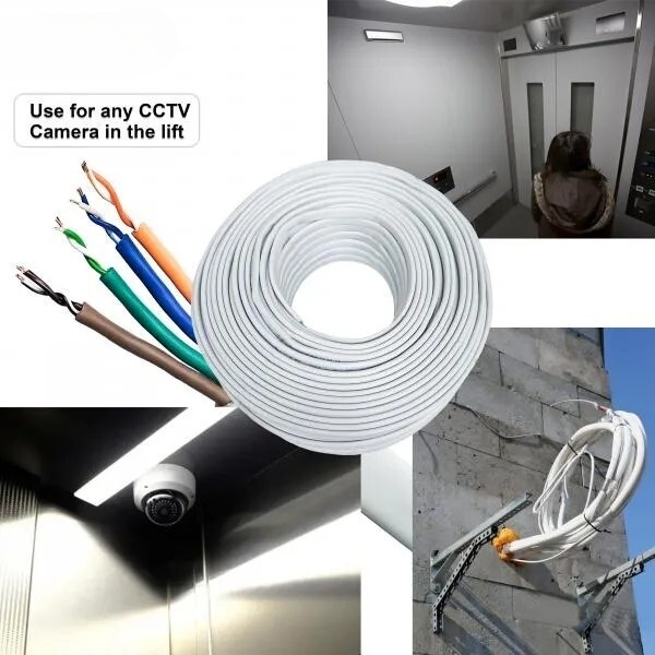 Cat 6 Cable, Lift Cable, Flat CCTV Cable for Lift , Durable and High Strength CCTV Cable for Elevator Systems -90M (Coil Pack) Cat 6 Cable, Lift Cable, Flat CCTV Cable for Lift , Durable and High Strength CCTV Cable for Elevator Systems -90M (Coil Pack)
