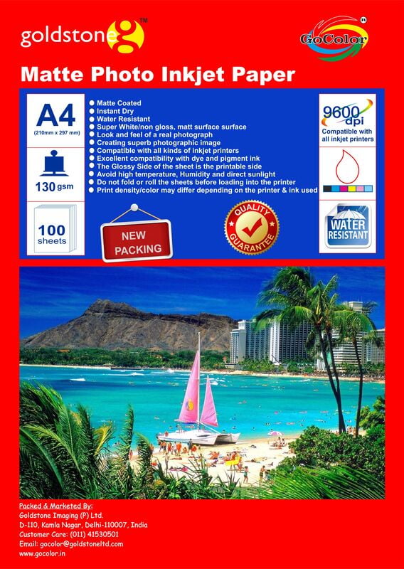 Matte ( Luster ) Inkjet Paper 130 GSM / size A4 / 100 Sheet Matte ( Luster ) Inkjet Paper 130 GSM / size A4 / 100 Sheet