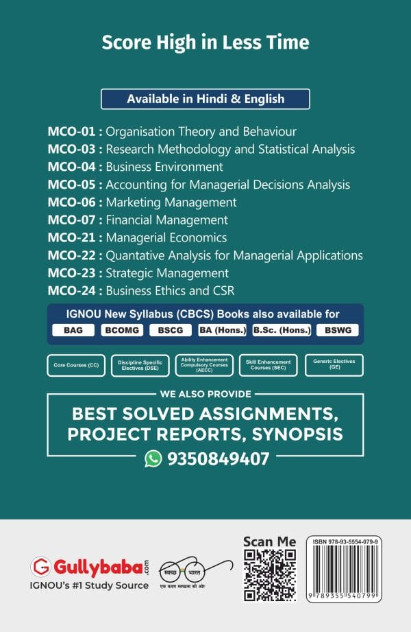 IGNOU MCO-24 - Business Ethics and CSR, Latest Help Book Edition IGNOU MCO-24 - Business Ethics and CSR, Latest Help Book Edition