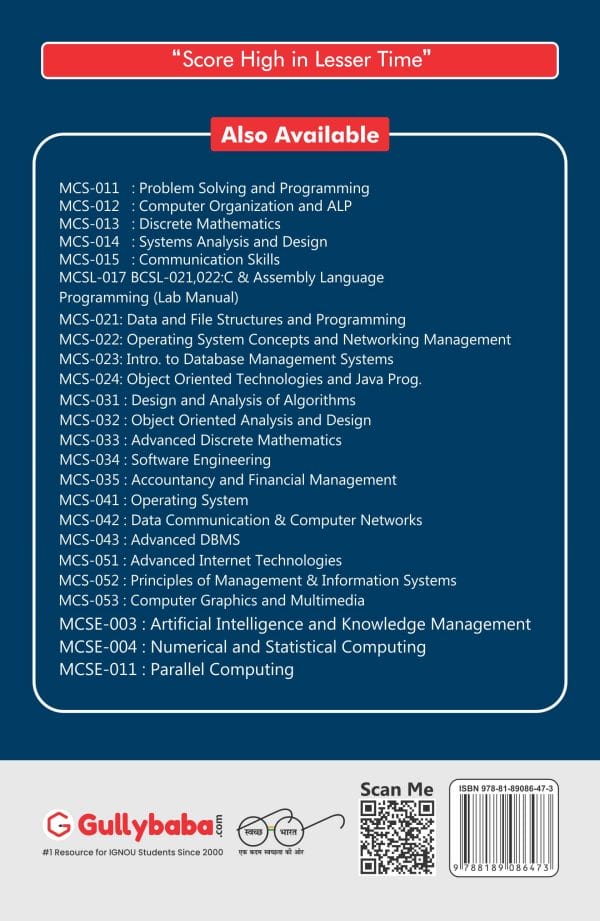 IGNOU MCS-12 - Computer Organization and ALP, Latest Help Book Edition