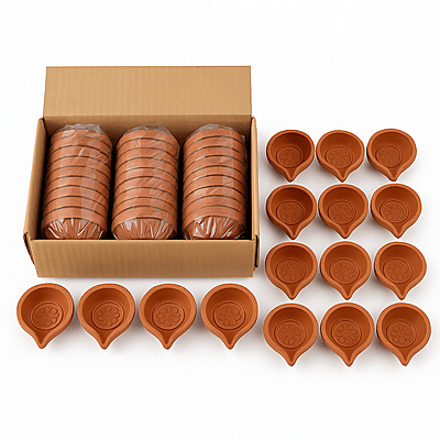 Mud Diya – Handcrafted Terracotta Oil Lamp (Pack of 24)
