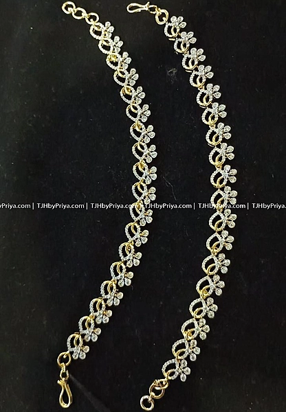 Party Wear Diamond Alike Earchains Premium Quality Stones 1 (TJH 458)