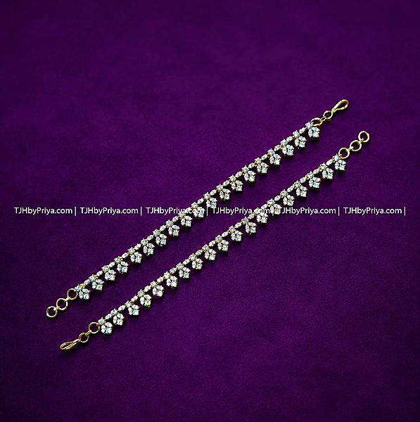Party Wear Diamond Alike Earchains Premium Quality Stones 4 (TJH 461)