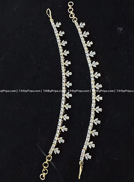 Party Wear Diamond Alike Earchains Premium Quality Stones1 (TJH 465)