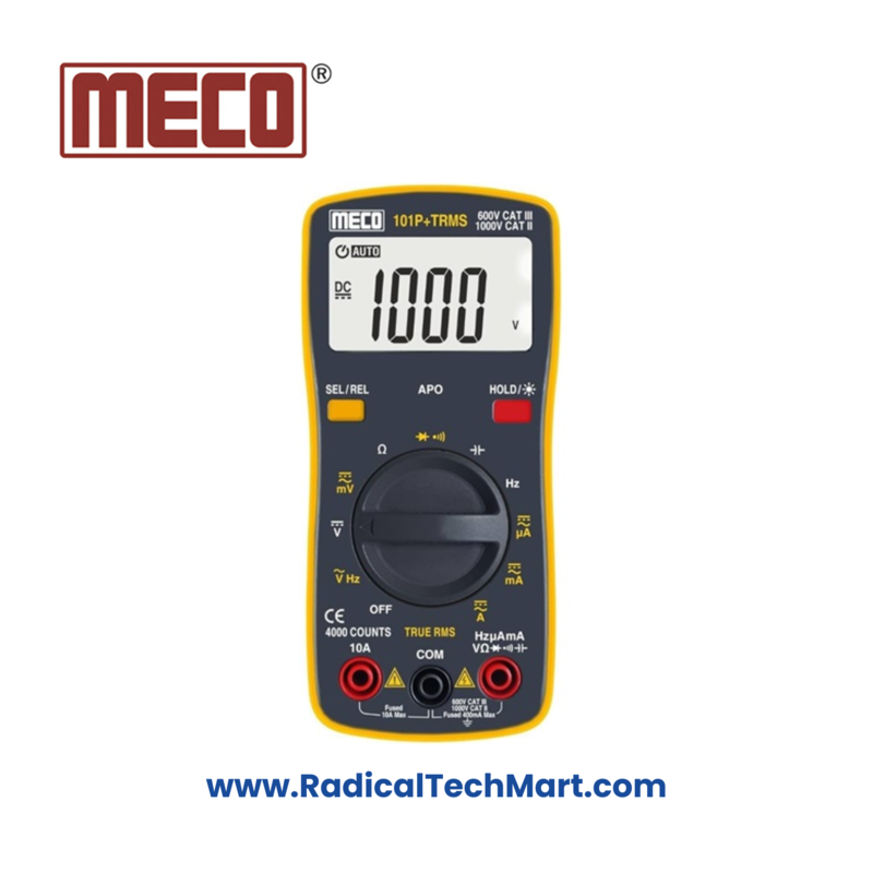 MECO 101P+ TRMS Digital Multimeter with LCD Backlight – Front View
