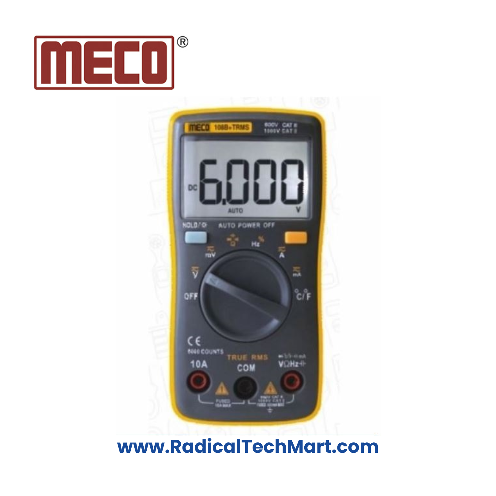 Meco 108B+ 6000 Count Auto Ranging TRMS Digital Multimeter
