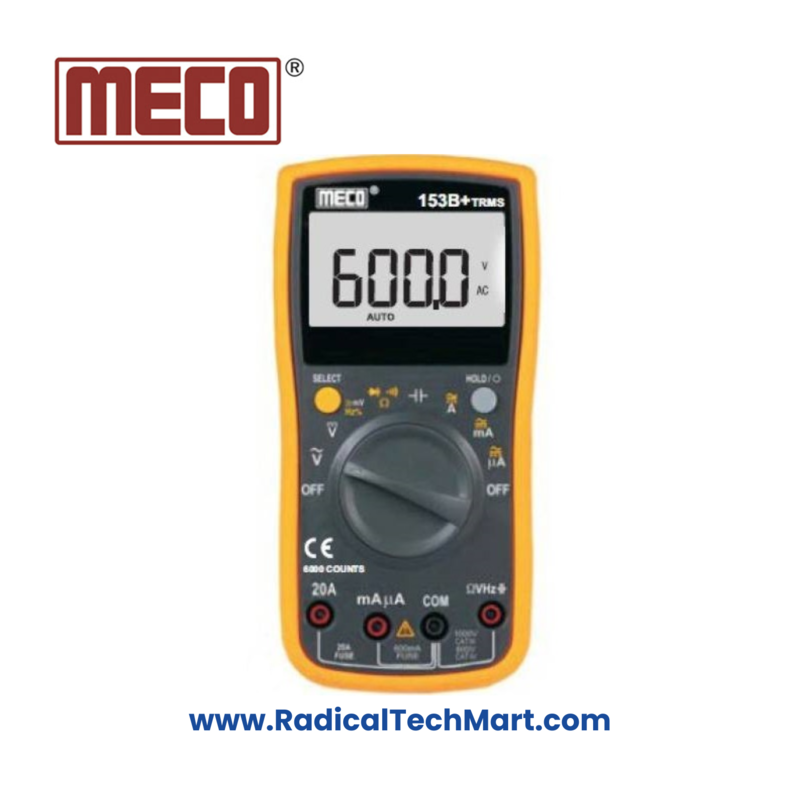 MECO 153B+TRMS Digital Multimeter with Holster and Backlit LCD