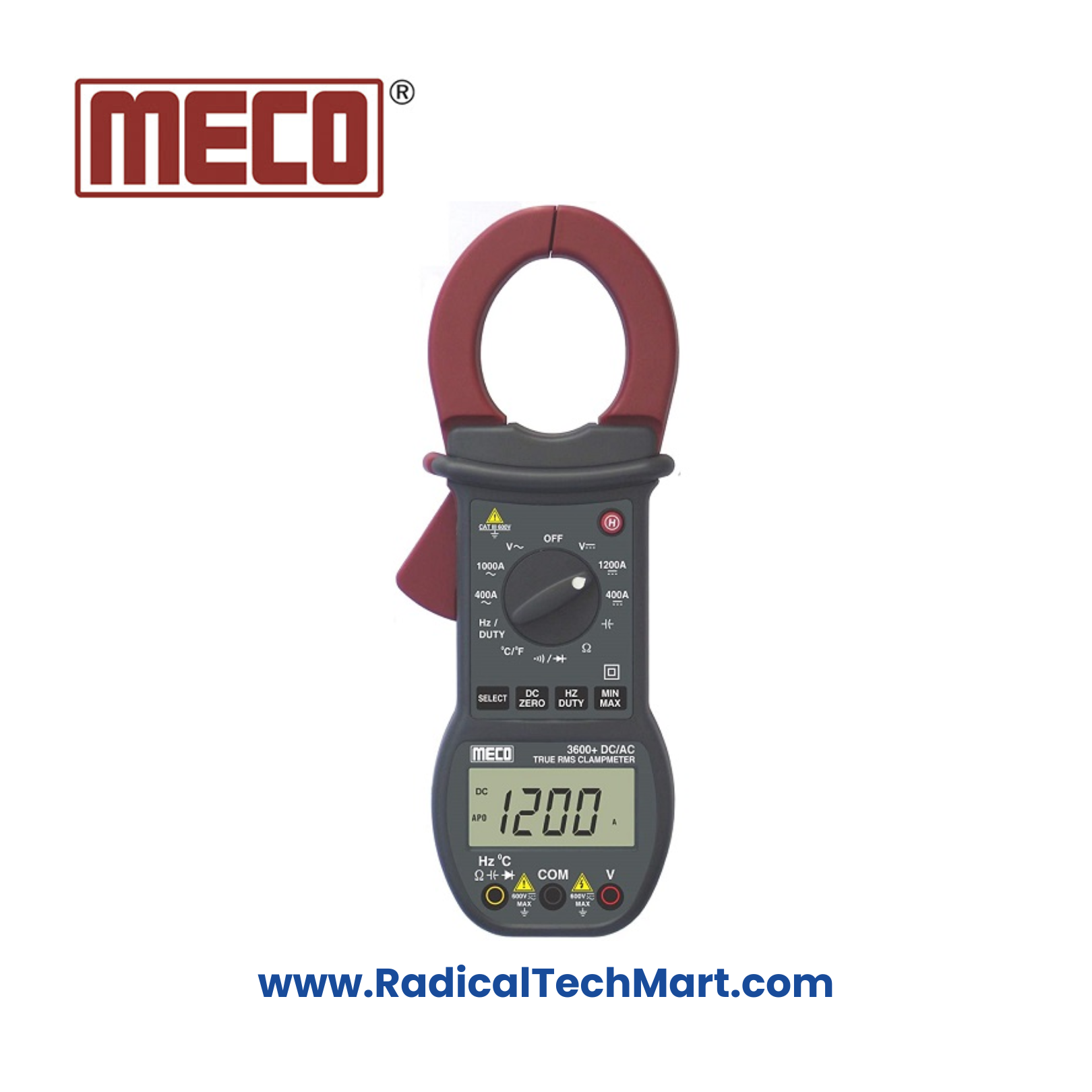 MECO 3600BL+ TRMS Digital Clamp Meter Front View