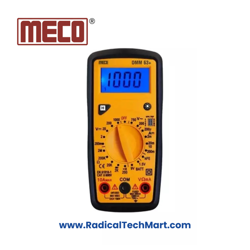 MECO 63+ Digital Multimeter with Display and Test Leads