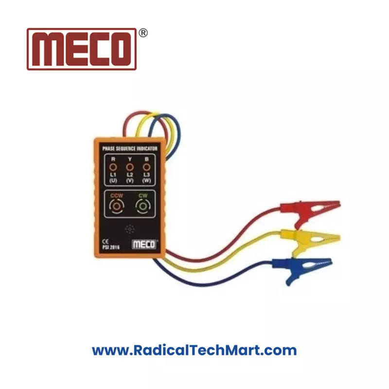 Meco Phase Sequence Indicator with Test Leads and Carrying Case