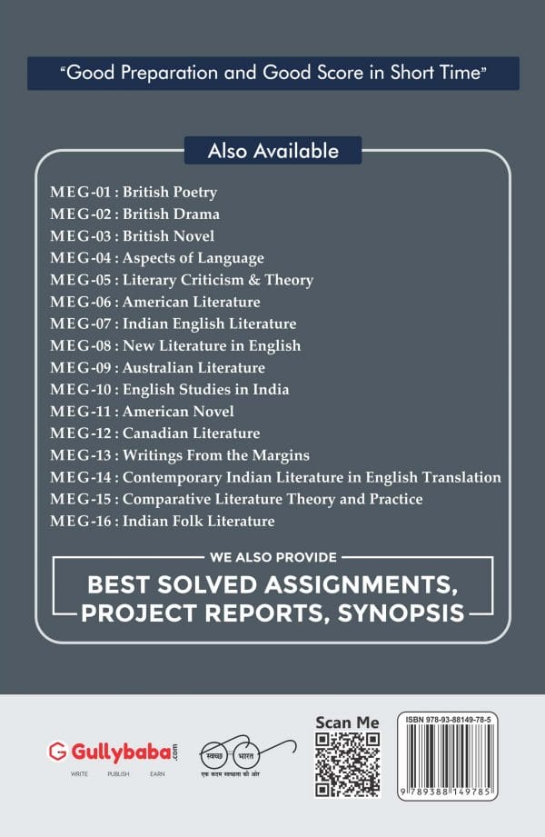 IGNOU MEG-16 - Indian Folk Literature in English Translation, Latest Help Book Edition